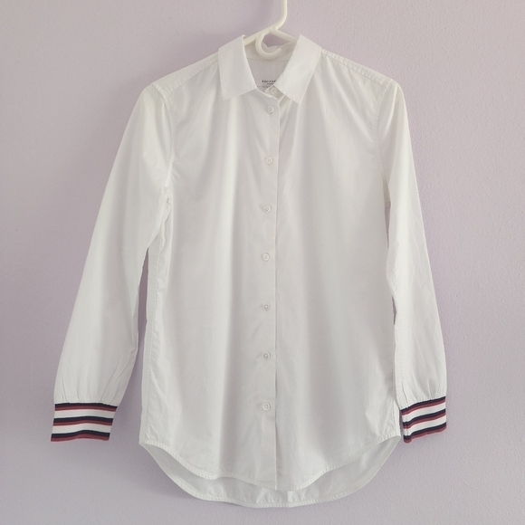 Equipment Tops - Equipment The Femme Button Down Shirt Stripe Cuffs  White Size XS